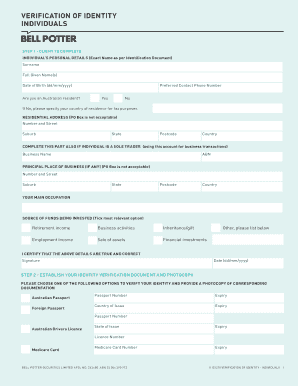 Verification of Identity - Individuals