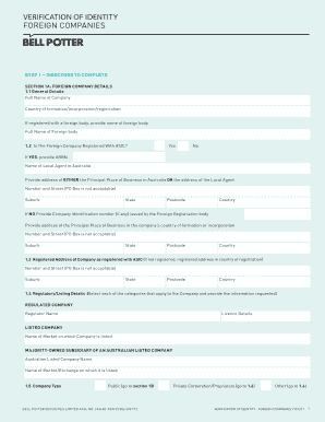 Verification of Identity for Foreign Companies