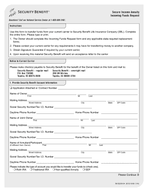 Incoming Funds Request Form