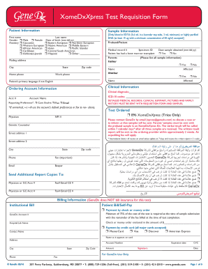 XomeDxXpress Test Requisition Form