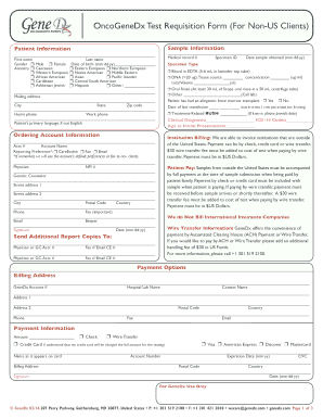 OncoGeneDx Test Requisition Form