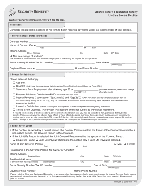 Security Benefit Annuity Lifetime Income Election Form