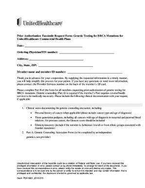 Prior Authorization Form for BRCA Genetic Testing