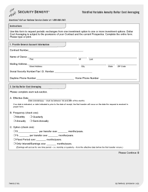 ThirdFed Variable Annuity Dollar Cost Averaging Form