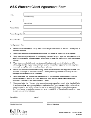 ASX Warrant Client Agreement Form