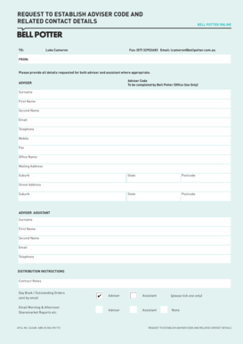 Adviser Code and Contact Details Request