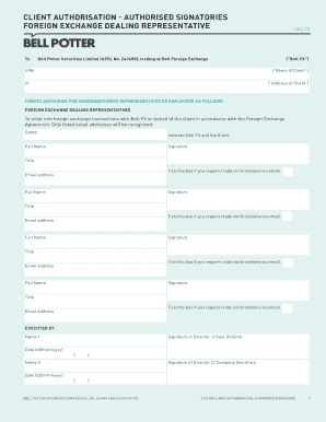 Client Authorisation - Authorised Signatories