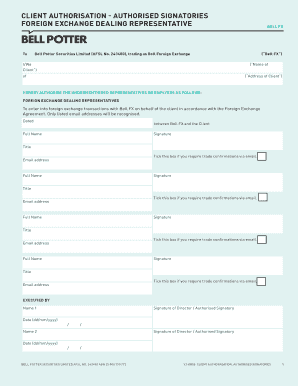 Client Authorization Form for Bell FX