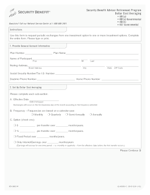 Security Benefit Advisor Retirement Program Form