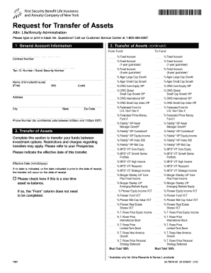 Request for Transfer of Assets Form