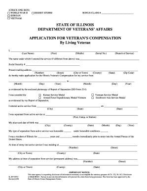 Illinois Veteran's Compensation Application