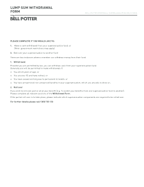 Lump Sum Withdrawal Form
