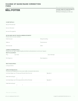 Change of Name/Correction Form