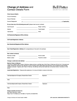 Change of Address and Contact Details Form