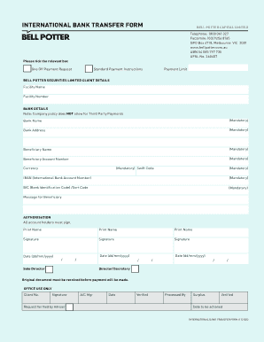 International Bank Transfer Form
