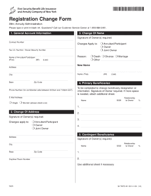 Annuity Registration Change Form