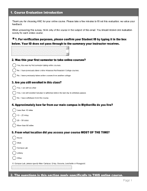 Online Course Evaluation Form