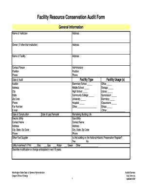 Facility Resource Conservation Audit Form