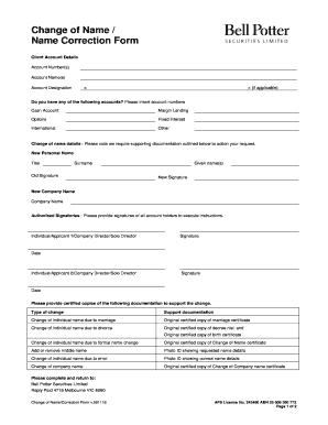 Change of Name Correction Form