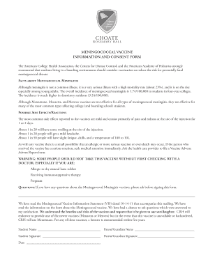 Meningococcal Vaccine Consent Form