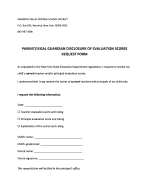 Parent Evaluation Score Request Form