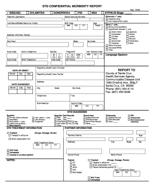 STD Confidential Morbidity Report