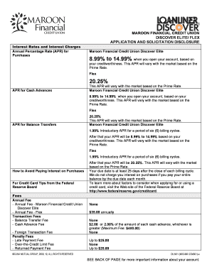 Maroon Financial Credit Union Discover Elite/Flex Application