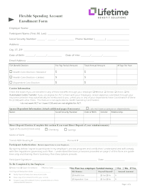 Flexible Spending Account Enrollment Form