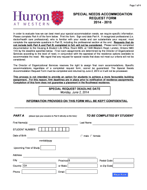 Special Needs Accommodation Request Form