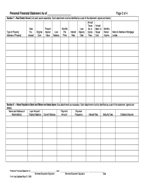 Personal Financial Statement Form