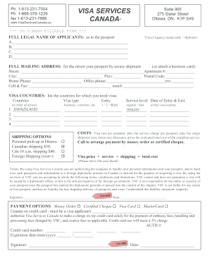 Visa Application Form for Swaziland