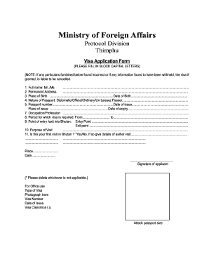 Bhutan Visa Application Form