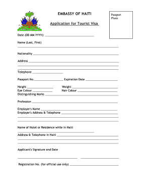 Demande de visa touristique pour Haïti