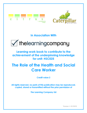 Health and Social Care Worker Role Learning Workbook