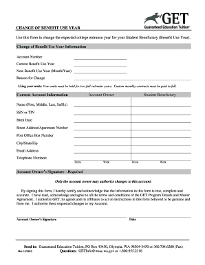 Change of Benefit Use Year Form