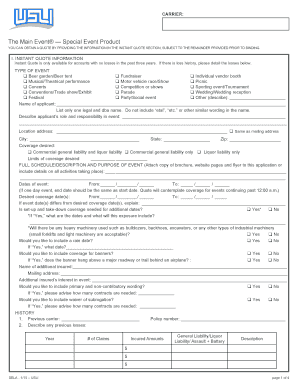 Event Liability Insurance Application