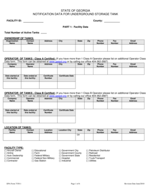 Georgia Underground Storage Tank Notification Form