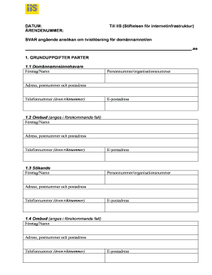 Domain Name Dispute Response Form