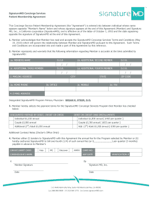 SignatureMD Concierge Services Patient Membership Agreement
