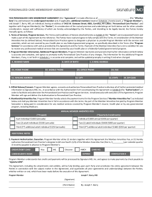 Personalized Care Membership Agreement