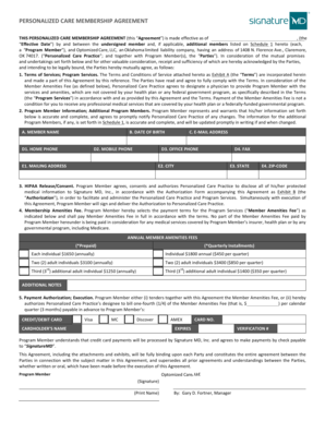 Personalized Care Membership Agreement