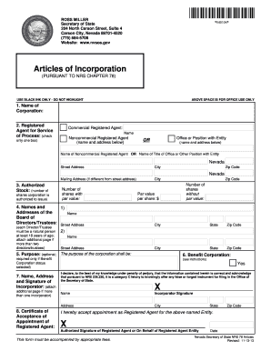 Nevada Articles of Incorporation