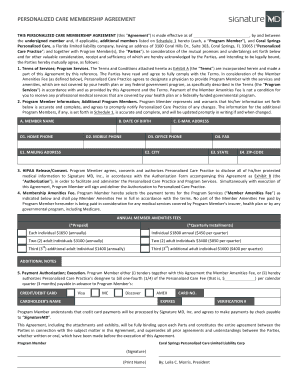 Personalized Care Membership Agreement