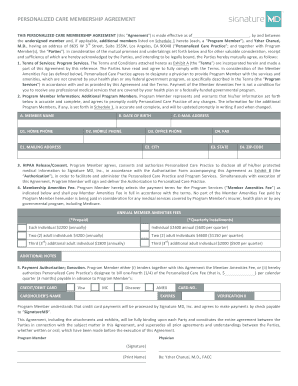 Personalized Care Membership Agreement