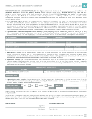 Personalized Care Membership Agreement
