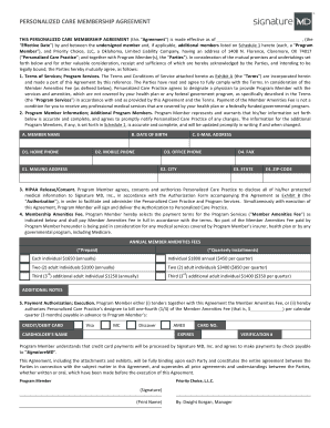Personalized Care Membership Agreement