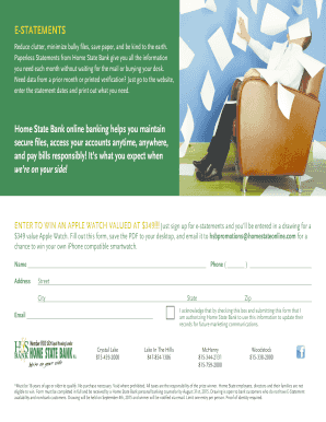 Home State Bank E-Statement Enrollment Form