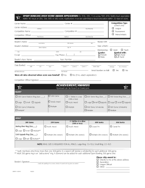 Sport Bowling High Score Award Application