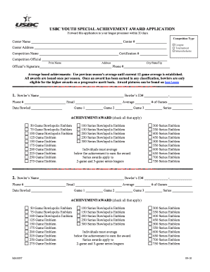 USBC Youth Special Achievement Award Application