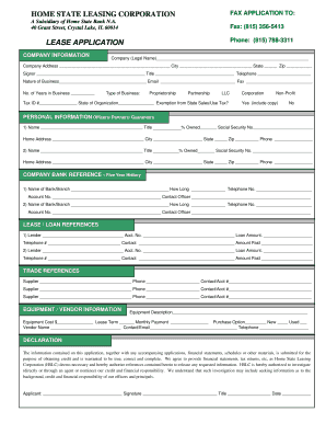 Lease Application Form